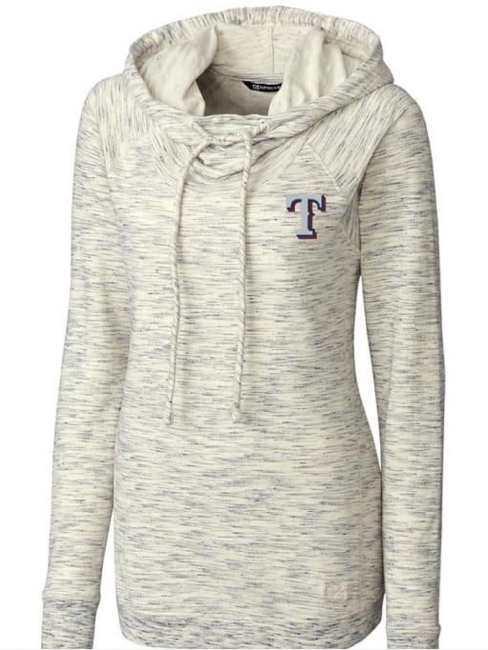 Texas Rangers Women's Cream Marled Pullover Hoodie